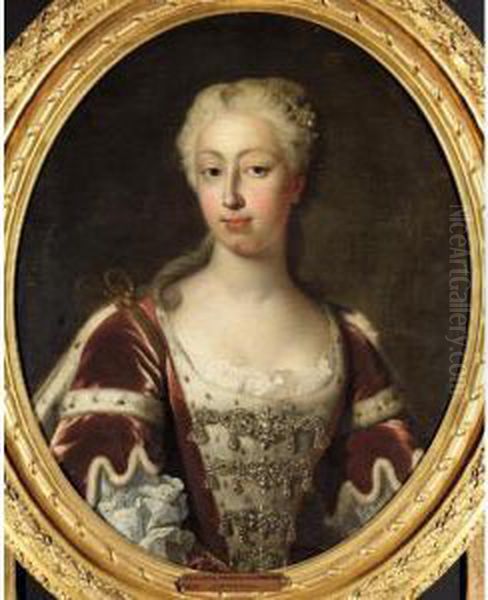 Portrait Of Augusta, Princess Of Wales Oil Painting by Jean Baptiste van Loo