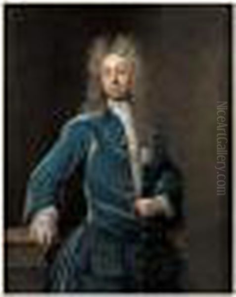 Portrait De Gentilhomme En Habit Bleu Oil Painting by Jean Baptiste van Loo