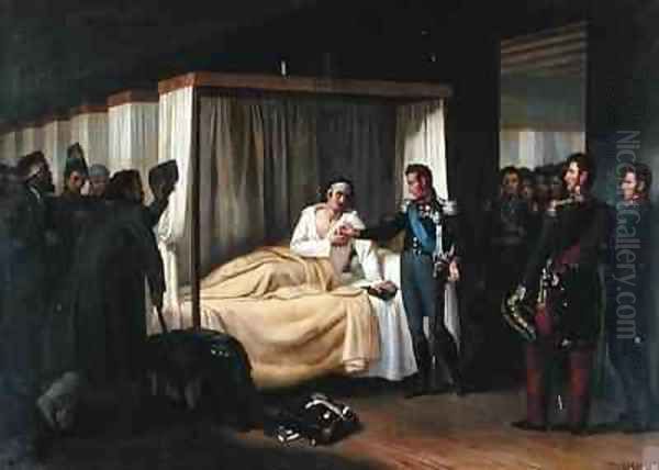 Louis de Bourbon 1775-1844 Duc dAngouleme visiting the hospital in Chiclana during the French expedition in Spain in 1823 to restore Ferdinand VII 1784-1833 Oil Painting by Nicolas Sebastien Froste