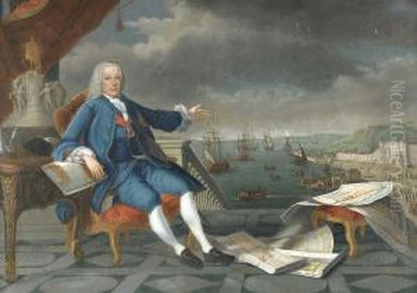 Marques De Pombal Perante Lisboa Oil Painting by Louis-Michel Van Loo