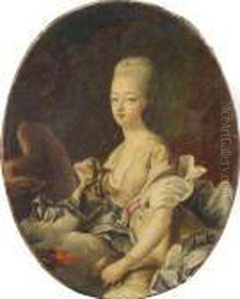 Portrait De Femme En Hebe Oil Painting by Louis-Michel Van Loo