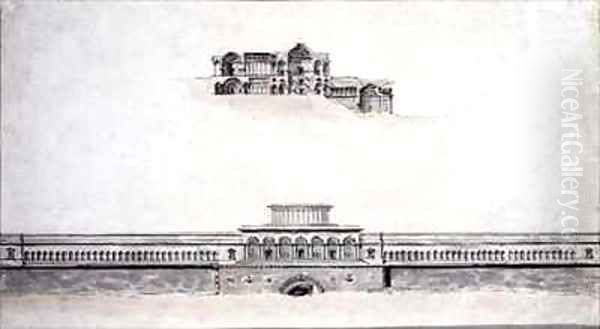 Design for a Neo Classical Palace Oil Painting by Pierre Francois Leonard Fontaine