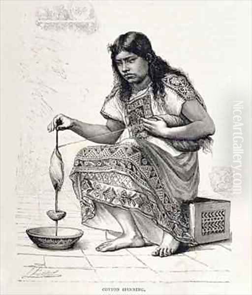 Cotton Spinning from The Ancient Cities of the New World Oil Painting by Pierre Fritel