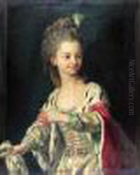 Portrait D'une Jeune Fille Oil Painting by Louis-Michel Van Loo