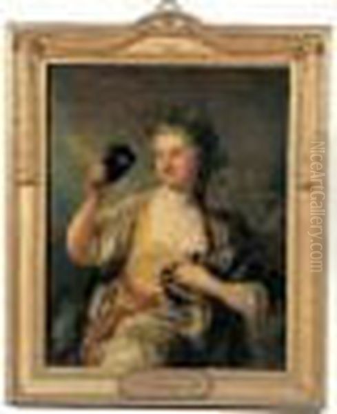 Portrait De Francoise Piquefeu De Longpre, En Thalie Oil Painting by Louis-Michel Van Loo