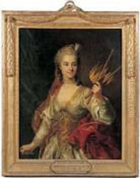 Portrait De Francoise Laurette Randon De Malboissiere, En Melpomene Oil Painting by Louis-Michel Van Loo