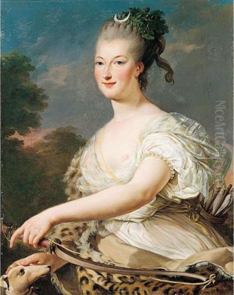 Portrait Of A Lady In The Guise Of Diana Oil Painting by Louis-Michel Van Loo