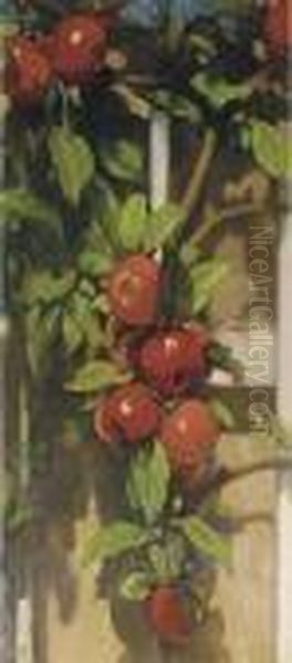 Apples On A Trellis Oil Painting by Jacobus Van Looy