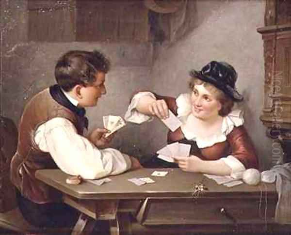 Playing cards Oil Painting by Wilhelm W. Flockenhaus