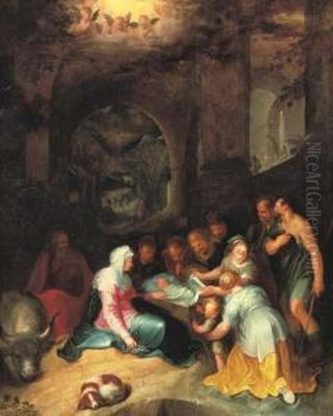 The Adoration Of The Shepherds Oil Painting by Karel Van Mander