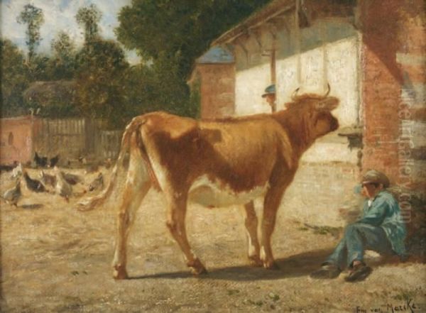 La Vache Blonde Oil Painting by Emile van Marcke de Lummen