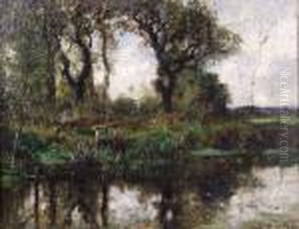 L'etang Oil Painting by Emile van Marcke de Lummen