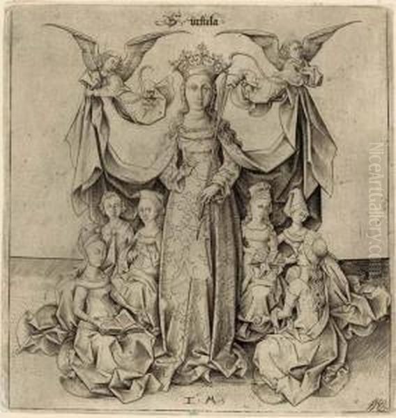 Saint Ursula (bartsch 132; Geisberg 347 Iv; Lehrs, Hollstein 412 Iv) Oil Painting by Israhel Van Meckenem