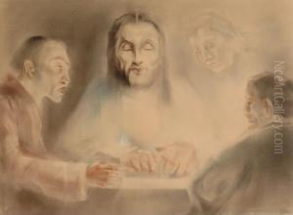 Christ At Emmaus Oil Painting by Han Van Meegeren