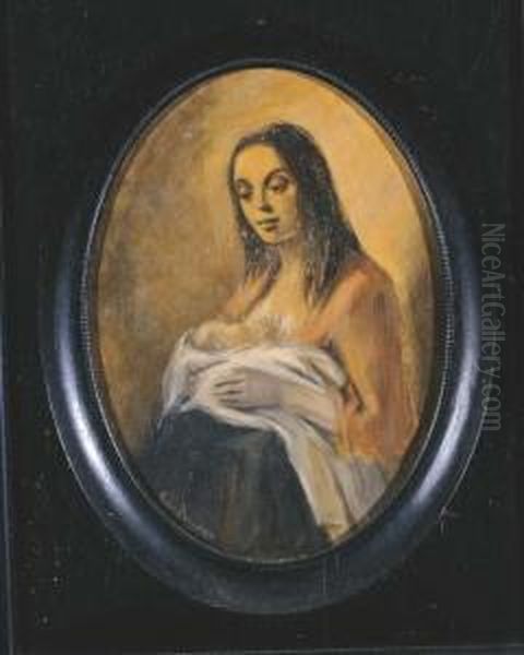 Mother And Child (the Head Of Christ, And Mother And Herchild) Oil Painting by Han Van Meegeren