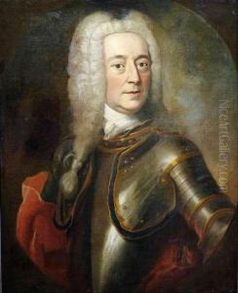 Portrait Of A Nobleman In Armour. Oil Painting by Ircle Of Martin Van Mytens