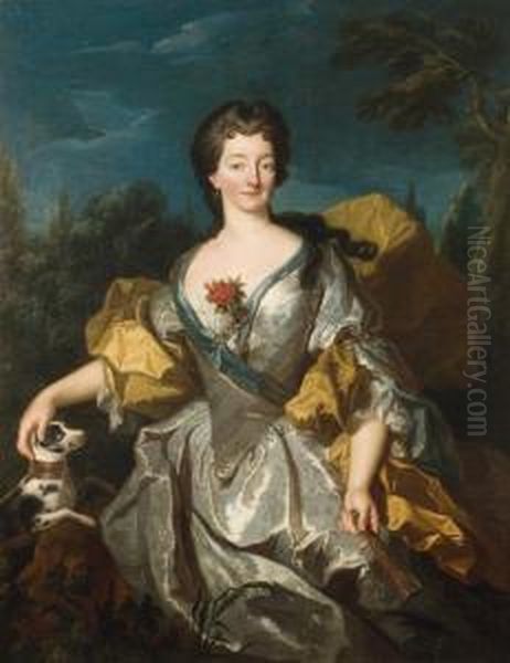 Portrait D'une Dame De Qualitetoile Oil Painting by Ircle Of Martin Van Mytens