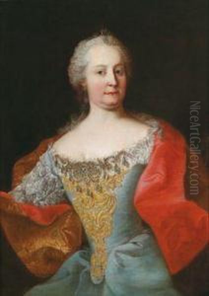 Halbfigurenportrat Der Kaiserin Maria Theresia Oil Painting by Ircle Of Martin Van Mytens