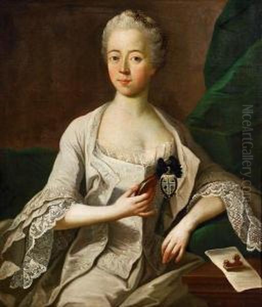 Dame Mit Sternkreuzorden Oil Painting by Ircle Of Martin Van Mytens