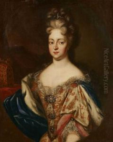 Elisabeth Christine Von Braunschweig-wolfenbuttel, Gemahlin Kaiser Karls Vi Oil Painting by Ircle Of Martin Van Mytens