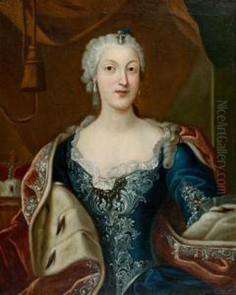 Electoress Maria Amalia Von Bayern. Circa 1730. Oil Painting by Ircle Of Martin Van Mytens