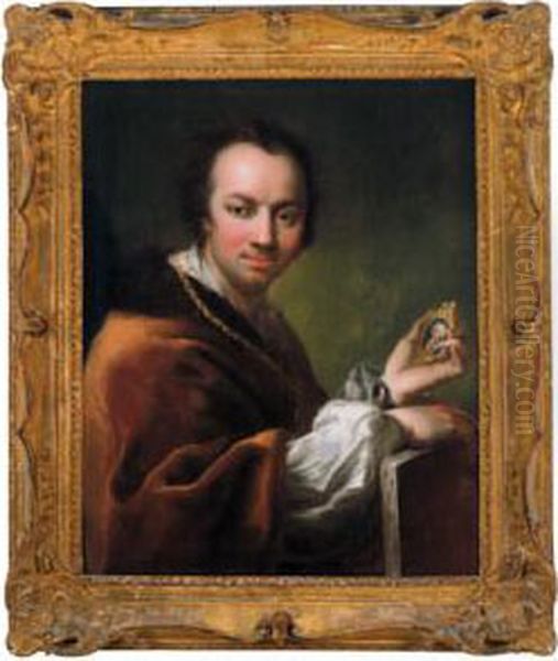 Autoritratto Del Pittore Della Corte Di Vienna Martin Van Meytens Oil Painting by Ircle Of Martin Van Mytens