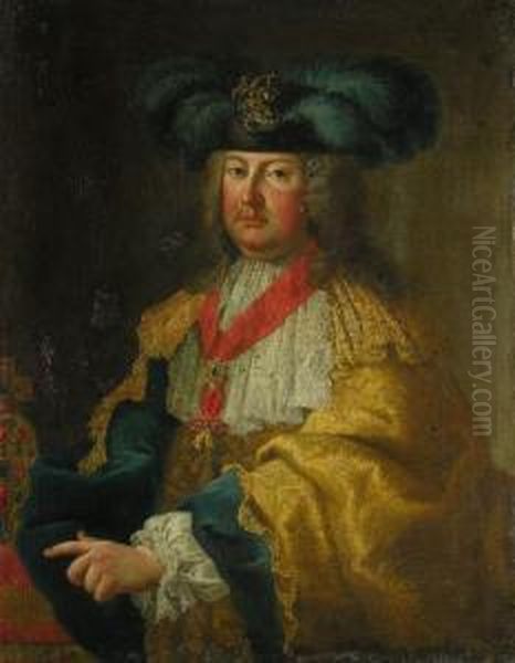 Herrscherportrait Kaiser Franz I. Oil Painting by Ircle Of Martin Van Mytens