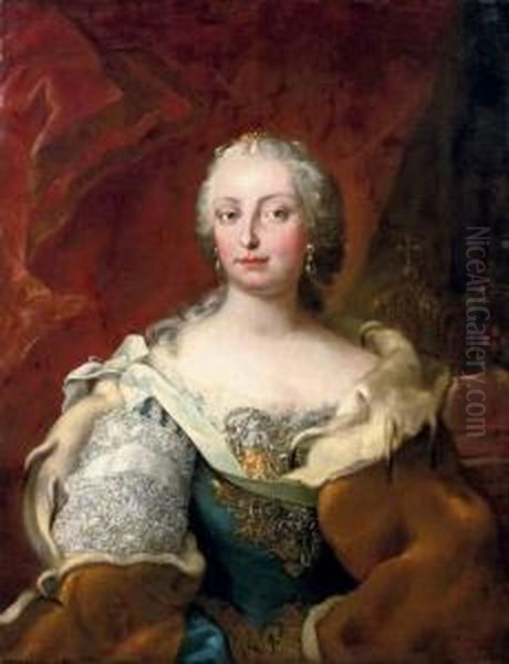 Portrait Of A Royal, Said To Be Empress Maria Theresa Oil Painting by Ircle Of Martin Van Mytens