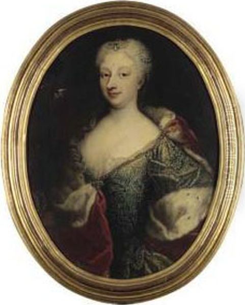 Portrait Of Polissena D'assia, Queen Of Sardinia (1706-1735) Oil Painting by Ircle Of Martin Van Mytens