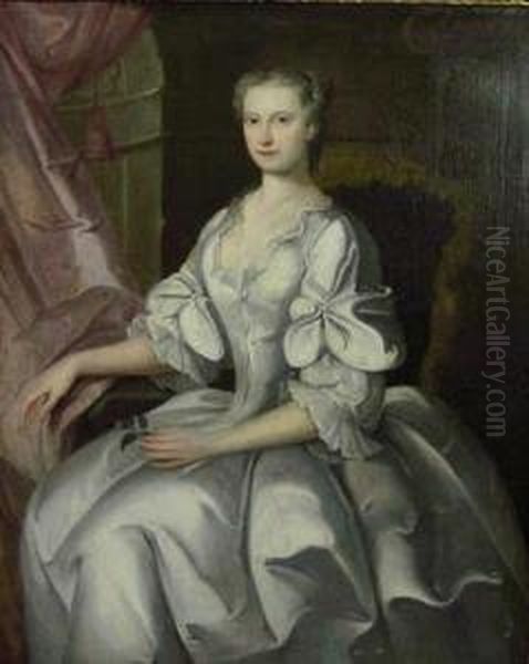 Portrait Of A Woman In A Gray Dress Oil Painting by Ircle Of Martin Van Mytens