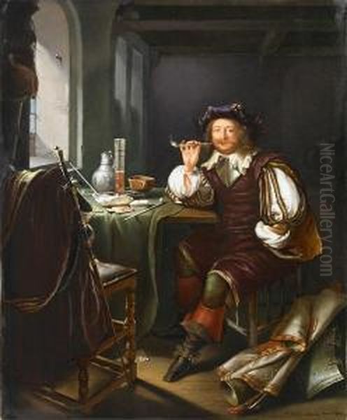 Dutch Cavalier Oil Painting by Frans van Mieris