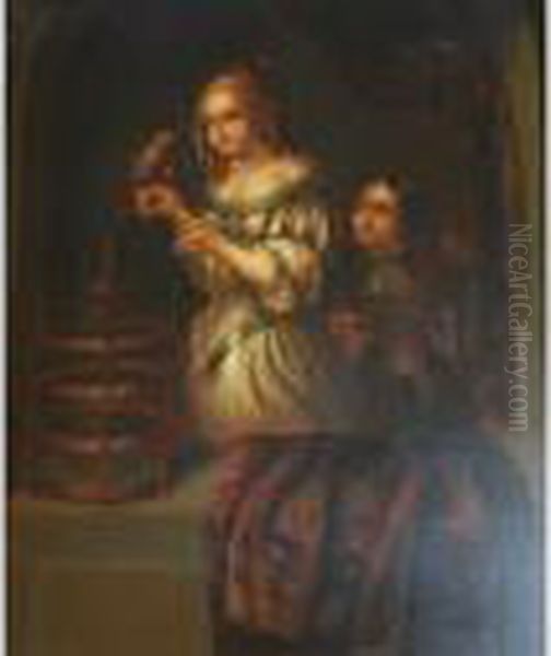 The Pet Parrot Oil Painting by Frans van Mieris