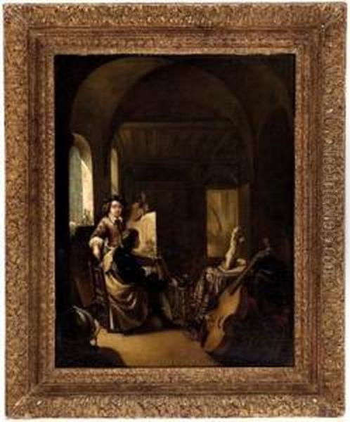 Der Kenner In Derwerkstatt Des Kunstlers Oil Painting by Frans van Mieris