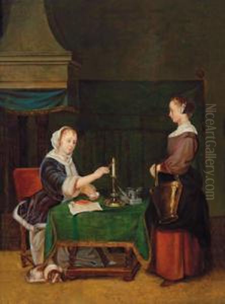 Interieur Mit Einer Dame Oil Painting by Frans van Mieris