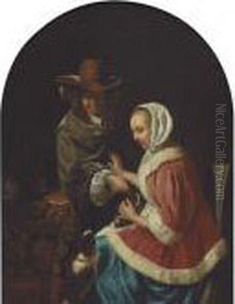 Teasing The Pet Oil Painting by Frans van Mieris