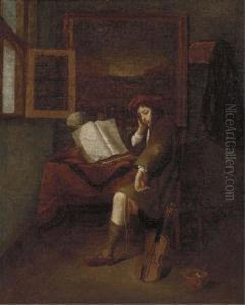 A Rest From Practice Oil Painting by Frans van Mieris