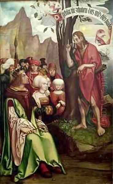 St John the Baptist Preaching Before Herod Oil Painting by Hans Fries