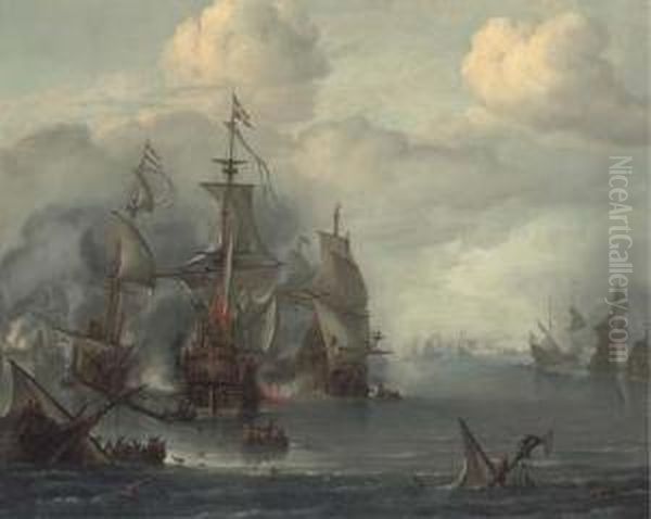 The Battle Of The Sound Oil Painting by Hendrik van Minderhout