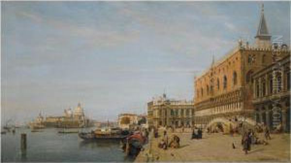 View Of The Piazzetta And The Doge's Palace, Venice Oil Painting by Jean Baptiste van Moer