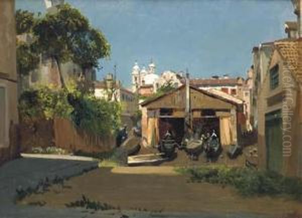 Une Remise A Gondoles Oil Painting by Jean Baptiste van Moer