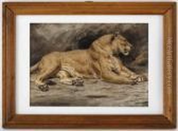 Le Repos Du Lion Oil Painting by Ewert Louis Van Muyden