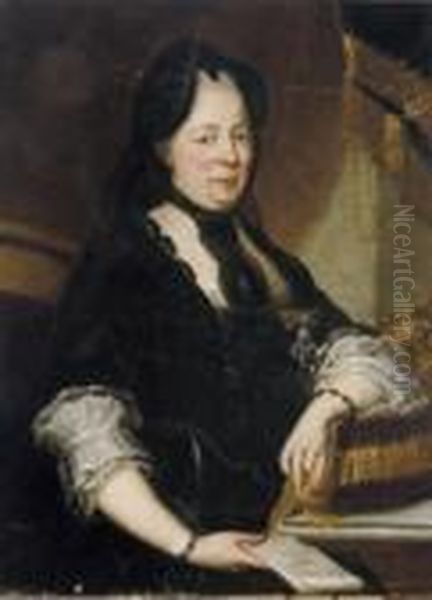 Portrait Of Empress Maria 
Theresa Of Austria, Seated Three-quarter-length, In A Black Dress, 
Holding A Letter Oil Painting by Marten I Van Mytens