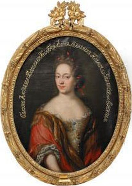 Portratt Av Anna Margareta Holmer Oil Painting by Marten I Van Mytens