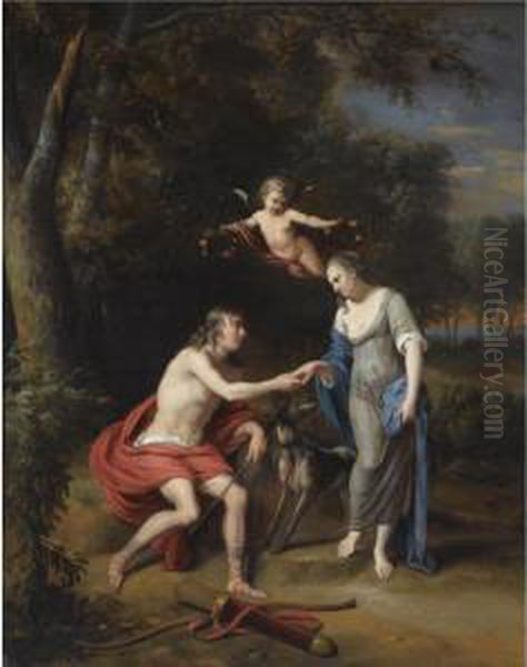 Venus And Adonis Oil Painting by Jan van Neck