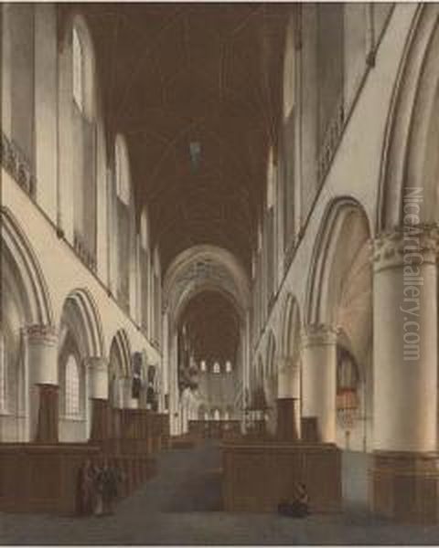 The Church Of Saint Bavo In Haarlem Oil Painting by Hendrick Van Vliet