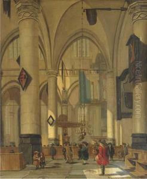 The Interior Of A Dutch Church Oil Painting by Hendrick Van Vliet