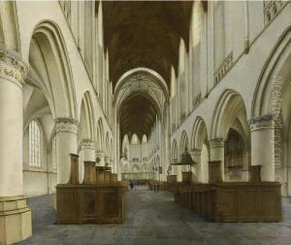 Haarlem: The Interior Of The St. Bavo Oil Painting by Hendrick Van Vliet