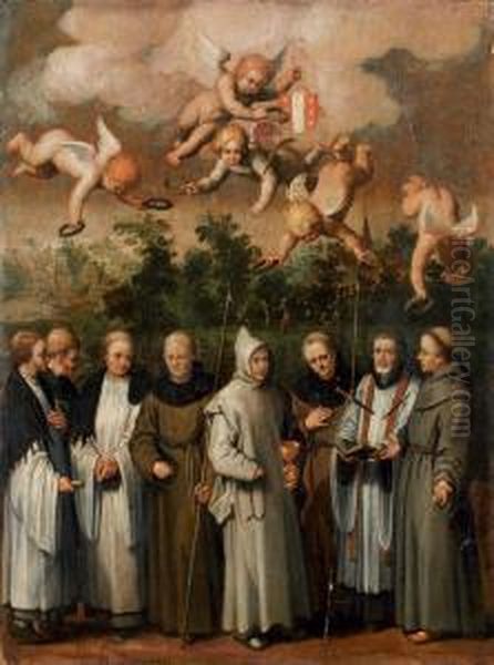 Saint Thomas Beckett Entoure De Moines Oil Painting by Adriaen van Nieulandt