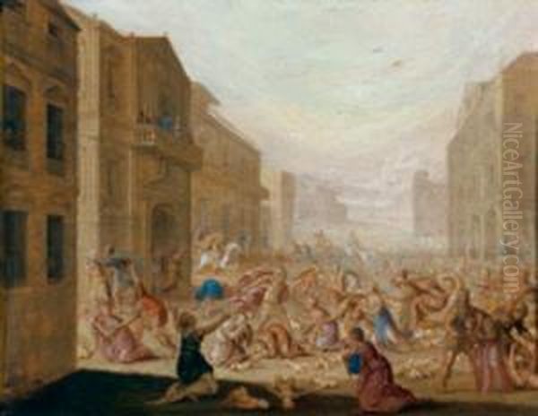 Le Massacre Des Innocents Oil Painting by Adriaen van Nieulandt