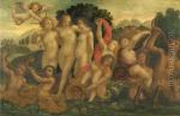 A Mythological Scene With Nymphs And Tritons Oil Painting by Adriaen van Nieulandt